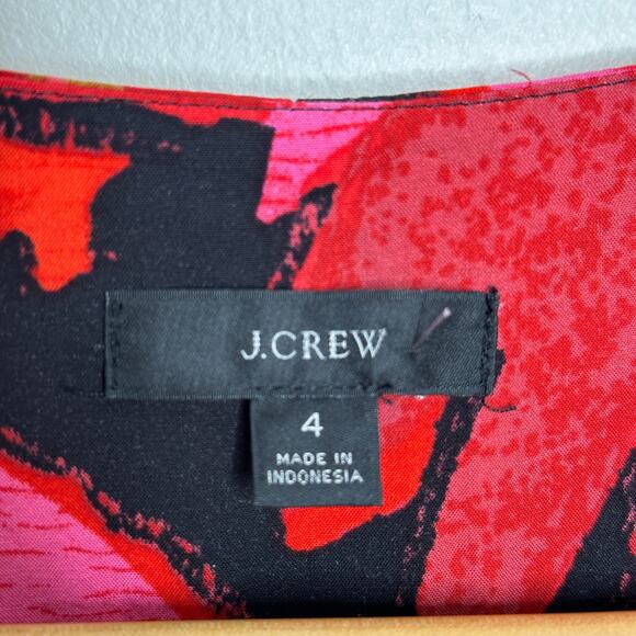 J. CREW Faux Wrap Midi Dress Palm Print Red Pink Sz 4 {TT11} - Picture 6 of 8